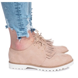 Beige loafers med knusende hårde frynser