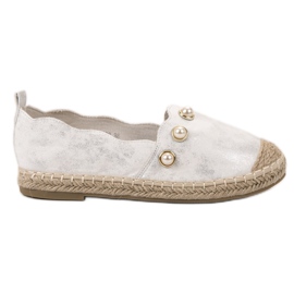 SHELOVET Espadrilles med perler grå