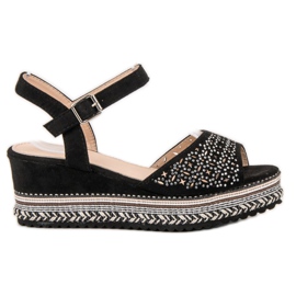 Groto Gogo Sandaler i ruskind med cubic zirconia sort