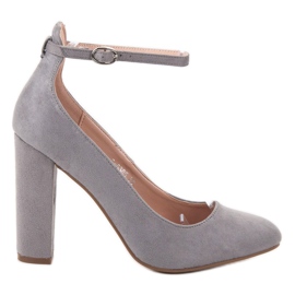 Ideal Shoes Pumper fastgjort med et spænde grå