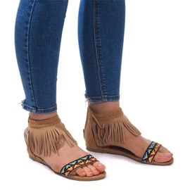 Boho 3-2 kamel ruskindssandaler beige