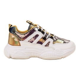 Ax Boxing Sneakers med pailletter grå gul