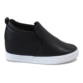 Sorte sneakers på kilen DD384-4