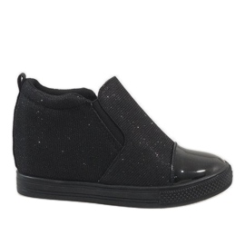 Sorte sneakers på kilen DD410-1