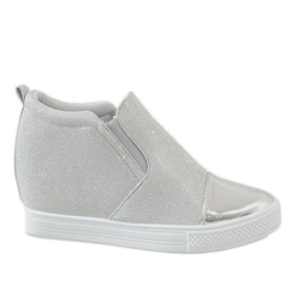 Sølv sneakers på kilen DD410-2 grå