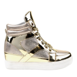 Guldlakerede openwork sneakers L641-2 gylden
