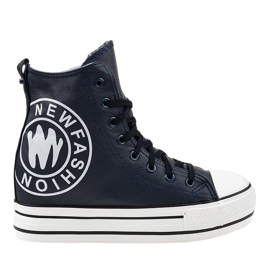 Marineblå wedge sneakers W09 marine blå