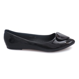 Lakeret ballerinaer med hjerter 4003 sort