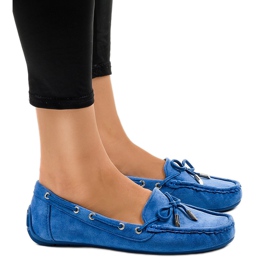 Blå loafers ballerinaer med bue F03-3