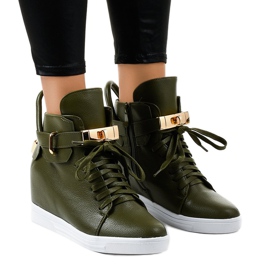 Grønne kile sneakers med et spænde H6600-77