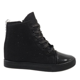 Sorte sneakers på kilen DD385-1