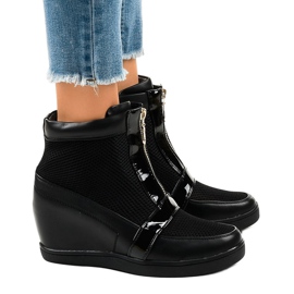 Sorte kile sneakers med lynlås 2666-10