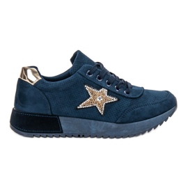 SHELOVET Marineblå ruskind sneakers