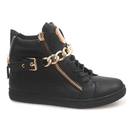High-top sneakers med lynlås 3346 sort gul