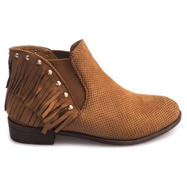 Openwork Boho støvler Fringe 3576 Camel brun