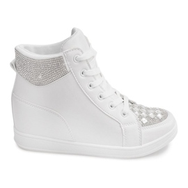 Sneakers med pailletter C7165 Hvid