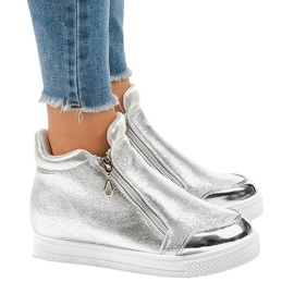 Sølv kile sneakers med R51-3 lynlåse grå