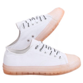 Kvinders hvide og lyserøde sneakers B111-2 WHITE / PINK