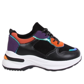 CB-19056 SORT / ORANGE sorte sportssko flerfarvet
