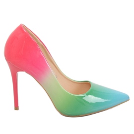 Flerfarvede skraverede pumper LE065 Rainbow Green II-GAT flerfarvet