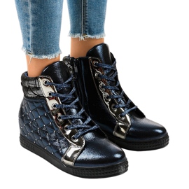 Marineblå sneakers på kilen R468-1 marine blå