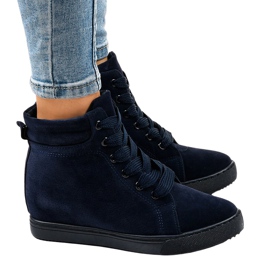 Marineblå kile sneakers TL50-2 marine blå
