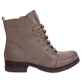 Snørestøvler beige F2801 Khaki