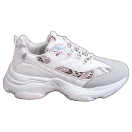 Kayla Snake Print Tied Sneakers hvid