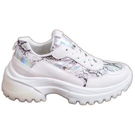 SHELOVET Hvide snake print sneakers