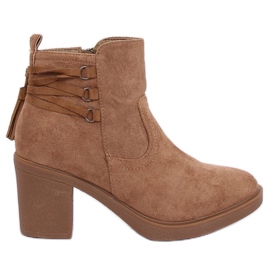 Beige støvler i gummi med hæl AFM-6139 Camel