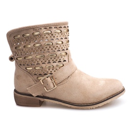 Elegante støvler, sko med et spænde JN-109 Beige