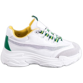 SHELOVET Hvide sneakers med glitter