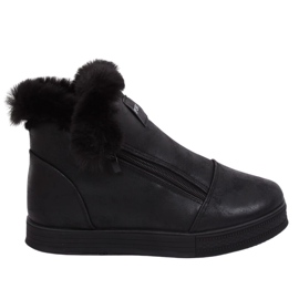 Sorte ankelhøje sneakers med pels W19-29 Sort