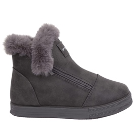 Grå ankelhøje sneakers med pels W19-29 Grå