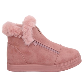 Lyserøde ankelhøje sneakers med pels W19-29 Pink
