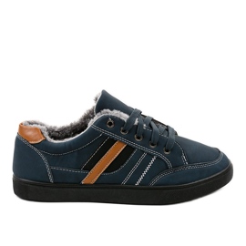 Marineblå sneakers til mænd med pels E753M-2 marine blå