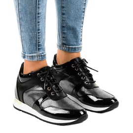 Sorte sneakers med snørebånd S0054-1