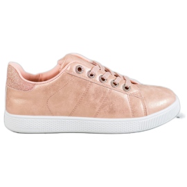 SHELOVET Sneakers med glitter lyserød