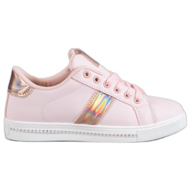 SHELOVET Sneakers med cubic zirconia lyserød
