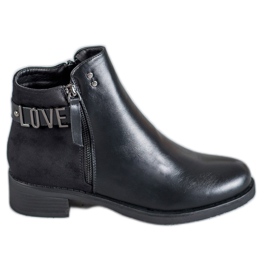 Ideal Shoes Sorte støvler på en flad hæl