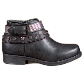 Forever Folie Støvler med rhinestones sort