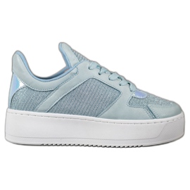 Ideal Shoes Sneakers med glitter blå