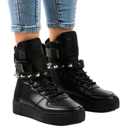 Sorte flade sneakers Y-205
