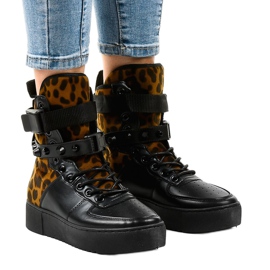 Sorte flade sneakers Y-205 flerfarvet