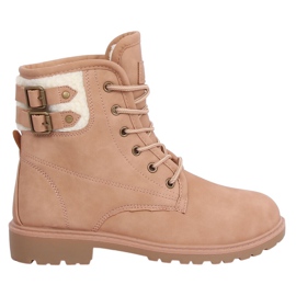Damestøvler, beige og pink, 1120-PA Pink lyserød