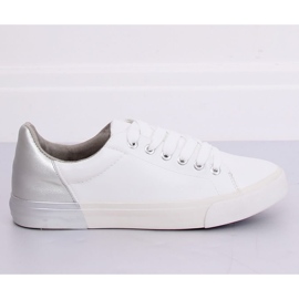 Hvid-sølv kvinders sneakers A88-29 W-SILVER II Type