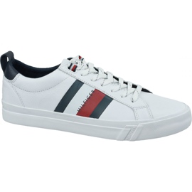 Sko Tommy Hilfiger Flag Detail Leather Sneaker M FM0FM02576-YBR hvid