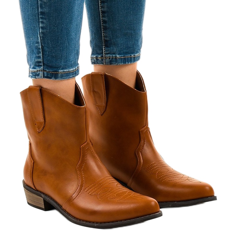 Kamel ankelstøvler til kvinder 928-1 flade cowboystøvler brun
