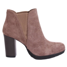 Beige højhælede støvler H9261 Kaki