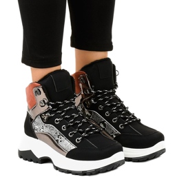 Sorte kvinders isolerede sneakers F-19208-1 flerfarvet